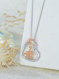 wholesale 925 Sterling Silver Flamingo Heart Pendant Necklace Beach  for Women Girls-0-3