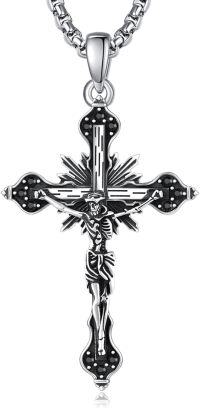 wholesale 925 Sterling Silver Black CZ Jesus Christ INRI Cross Crucifix Pendant Necklace for Men & Women-A-Jesus Crucifix(black cz)