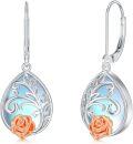 wholesale 925 Sterling Silver Blue Moonstone Rose Filigree Drop Earrings for Women Gift Idea-0-0