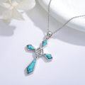 wholesale 925 Sterling Silver Cross Turquoise Healing Stone Pendant Necklaces for Women's s-0-2