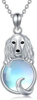 wholesale 925 Sterling Silver Moonstone Dog Pendant Necklace for Women - Memorial s-0-0