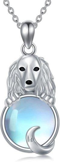 wholesale 925 Sterling Silver Moonstone Dog Pendant Necklace for Women - Memorial s-Cocker Spaniel