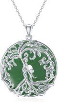 wholesale 14K Gold Sterling Silver Jade Tree of Life Necklace for Women-0-56