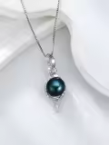 TOUPOP Sterling Silver Tahitian Black Pearl Infinity Pendant Necklace-0-1