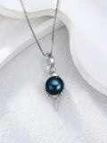 TOUPOP Sterling Silver Tahitian Black Pearl Infinity Pendant Necklace-0-1