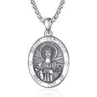 wholesale 925 Sterling Silver Patron Saint Medal Amulet Necklace for Men 2 5mm 22 +2 Chain-A26-Saint Tarcisius