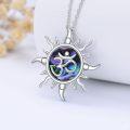 wholesale 925 Sterling Silver Abalone Shell Om Symbol Sun Pendant Necklace for Women Mom Girlfriend-0-2