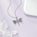 wholesale 925 Sterling Silver Dragonfly Necklace with Heart Birthstone Pendant Cute Insect  for Women Lovers-0-2