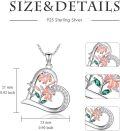 wholesale 925 Sterling Silver Flower Necklace with Dainty Rose Gold & Green Pendant Jewelry for Women Birthday Gifts-0-2