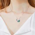 wholesale 925 Sterling Silver Green Enamel Four-Leaf Clover Pendant Necklace for Women-0-2