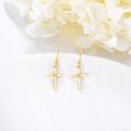 wholesale 14K Gold Diamond Cross Dangle Earrings for Women Religious Gifts-0-4