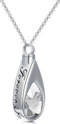wholesale 925 Sterling Silver with Clear Butterfly Crystal Teardrop Cremation Memorial Ashes Necklace for Loved Ones-0-0