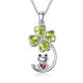 wholesale 925 Sterling Silver Smiling Frog Four Leaf Clover Heart Crystal Pendant Necklace-0-0
