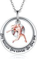 wholesale 925 Sterling Silver Baseball Player Pendant Necklace - She Believed She Could So She Did Gifts for Sports Lovers-0-0