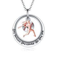 wholesale 925 Sterling Silver Motivational Sports Necklace-Softball