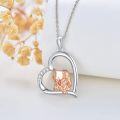 wholesale 925 Sterling Silver Heart-Shaped Pendant with Rose Gold Horse and Cubic Zirconia Accents - Perfect Gift for Volleyball & Tennis Enthusiasts-0-1