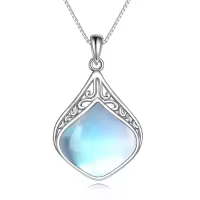 wholesale 925 Sterling Silver Moonstone Lapis Larimar Moss Agate Teardrop Filigree Pendant-Moonstone teardrop necklace