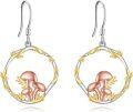 wholesale 925 Sterling Silver Mushroom Dangle Earrings with Gold Leaves and Pink Mushrooms - Nature Inspired  for Her-0-0