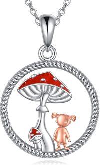 wholesale 925 Sterling Silver Mushroom Girl Pendant Necklace for Women-Mushroom