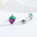 wholesale 925 Sterling Silver Purple Grapes Fruit Stud Earrings-0-2