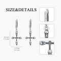 wholesale 925 Sterling Silver Skull & Cross Dangle Huggie Hoop Earrings Religious  for Women Men-0-4
