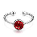 wholesale 925 Sterling Silver Red Crystal Open Ring With Ball Ends-0-1