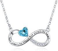 wholesale 925 Sterling Silver Best Friend Mother Couple Necklace for Women Sisters Mom Lovers Gift-Blue Topaz