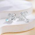 wholesale 925 Sterling Silver Dragon Stud Earrings with Moonstone and Red Eyes-0-3