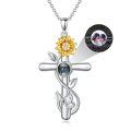 wholesale 925 Sterling Silver Cross Photo Locket Necklace Wholesale With Sunflower-0-0