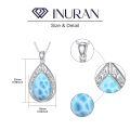wholesale 925 Sterling Silver Teardrop Larimar Pendant Necklace-0-5