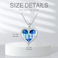 wholesale 925 Sterling Silver Blue Heart Angel Numbers Pendant Necklace for Women Gifts-0-1