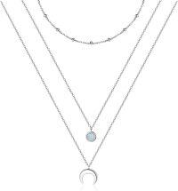 wholesale Sterling Silver Gold Plated Moonstone Crescent Moon Choker Necklace for Women-moon triple layered