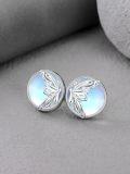 wholesale 925 Sterling Silver Round Mother-of-Pearl Butterfly Stud Earrings-0-1