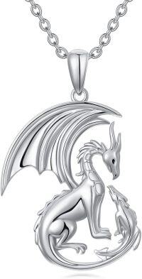 wholesale 925 Sterling Silver Dragon & Baby Pendant Necklaces - Cute Family s for Women-Dragon