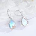 wholesale 925 Sterling Silver Teardrop Dangle Earrings with Blue Opal and Rose Gold Plated Birds Design for Women-0-1