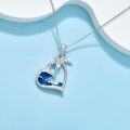 wholesale 925 Sterling Silver Blue Wave & Palm Tree Pendant Necklace for Women-0-2