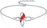 wholesale TOUPOP Cardinal Bracelet For Women Sterling Silver Cross Cardinal Gifts Red Bird Memorial Jewelry Gifts, Medium -undefined