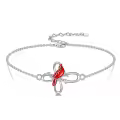 TOUPOP Sterling Silver Red Bird Memorial Cross Cardinal Bracelet For Women-0-0