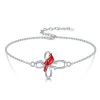 TOUPOP Sterling Silver Red Bird Memorial Cross Cardinal Bracelet For Women-undefined