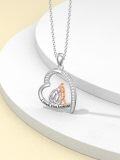 wholesale 925 Sterling Silver I love you forever Heart Pendant Necklace with CZ Stones and Gold Plated Accents for Women Gifts-0-6