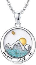 wholesale 925 Sterling Silver Turquoise Mountain Pendant Never Give Up Christian Faith Jewelry for Women-0-0