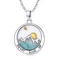 wholesale 925 Sterling Silver Turquoise Mountain Pendant Never Give Up Christian Faith Jewelry for Women-0-0