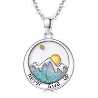 wholesale 925 Sterling Silver Turquoise Mountain Pendant Never Give Up Christian Faith Jewelry for Women-B-Never Give up