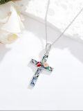 wholesale TOUPOP Cross Necklace Sterling Silver Butterfly/ladybug/hummingbird/dragonfly/bee Abalone Shell Rose Cross Pendant For Women Religious Gift For Mom Grandma Wife Sister Her -0-1