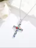 TOUPOP Sterling Silver Abalone Shell Butterfly Ladybug Hummingbird Dragonfly Bee Rose Cross Pendant-0-1