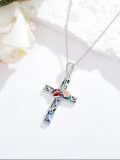 TOUPOP Sterling Silver Abalone Shell Butterfly Ladybug Hummingbird Dragonfly Bee Rose Cross Pendant-0-1