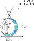 wholesale 925 Sterling Silver Blue Green Simulated Opal Palm Tree Pendant Necklace for Women-0-2