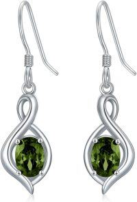 wholesale 925 Sterling Silver Oval Gemstone Dangle Drop Earrings for Women-Peridot