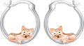 wholesale S925 Sterling Silver Hypoallergenic Cat Huggie Hoop Earrings for Women s-0-0