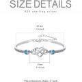 wholesale 925 Sterling Silver Blue Crystal Infinity Heart Bracelet with Engraved Message - 7 to 8.6 Adjustable Size  for Women-0-3
